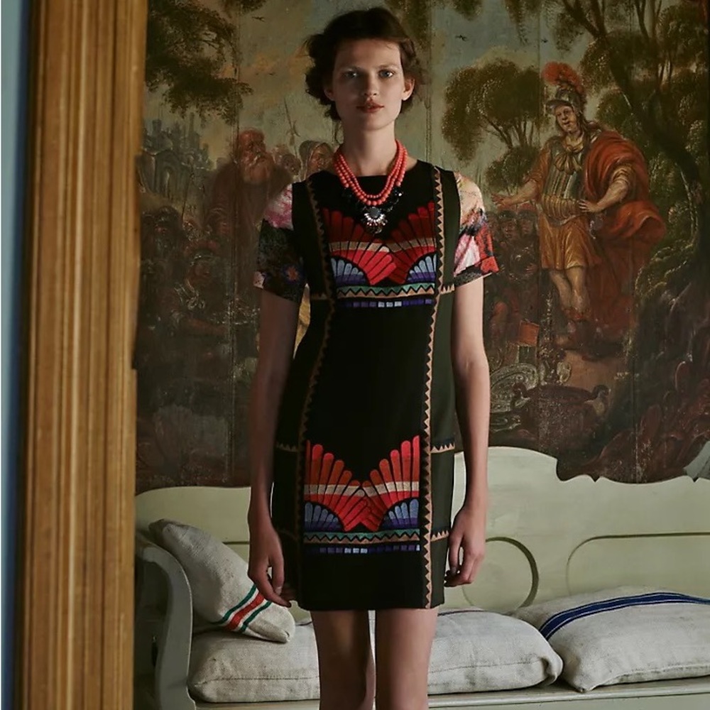 Anthropologie Fanned Vignette Shift Dress